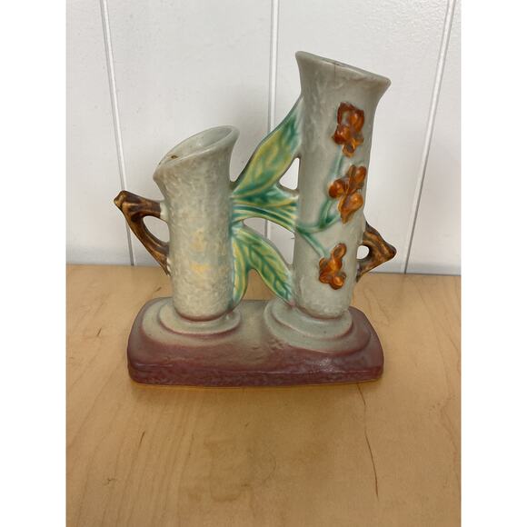 Roseville Pottery Bittersweet Double Bud Vase 873-6 - Picture 1 of 4